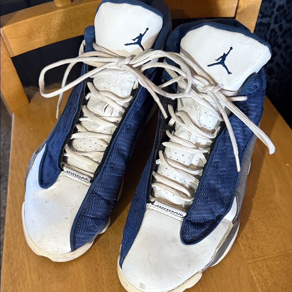 Jordan Navy and White High-Top Sneakers
